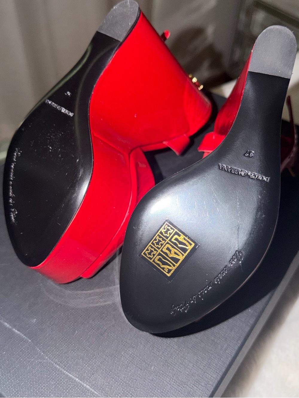 Dolce & Gabbana Patent Red Platform Wedge Sandals - Picture 3 of 7